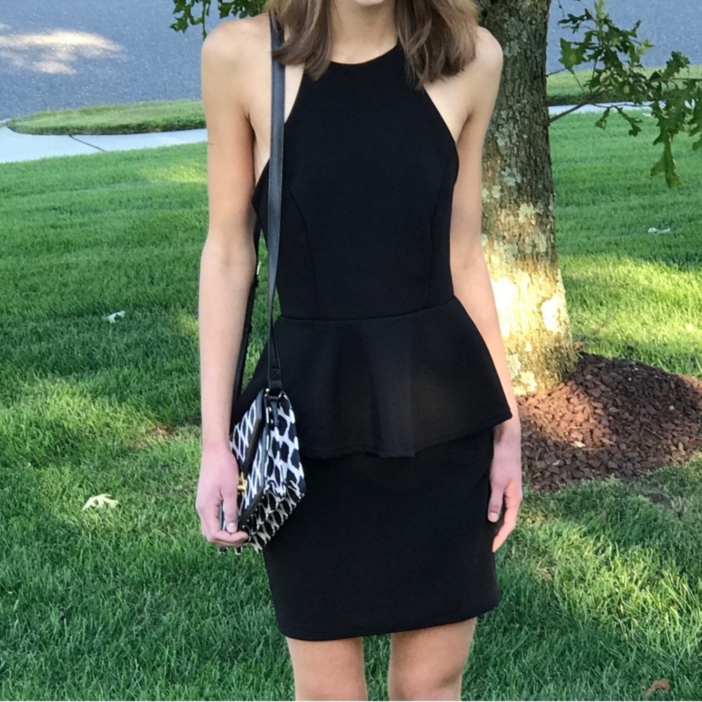 Charlotte Russe Black Halter Lace Dress